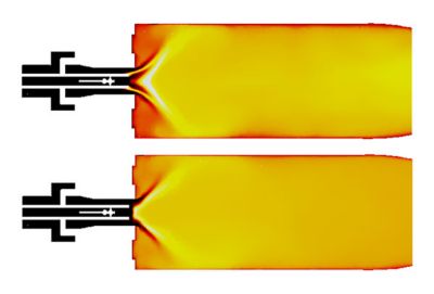 Flame A (top) and L (bottom) correspond to different operating conditions of the HYLON burner