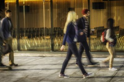 Students walking across campus