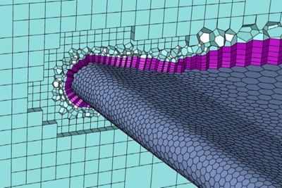 Die Fluent Mosaic-Technologie von Ansys kombiniert automatisch unterschiedliche Netze mit polyedrischen Elementen für eine schnelle, genaue Strömungsauflösung.