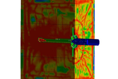 Image depicting Ansys LS-Dyna simulation of a bullet impact