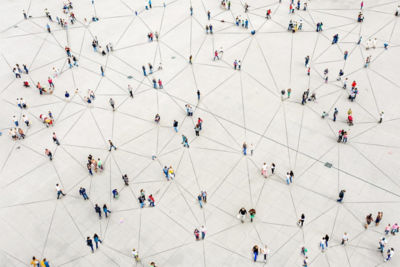Image of people connected representing a network