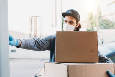 Man handling boxes