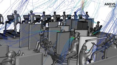 Ansys Fluent proved that ventilation systems and air purifiers could work against each other if not synchronized during COVID-19 pandemic research. 