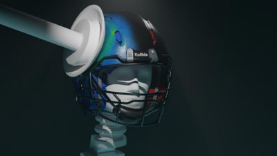 The KOLLIDE football helmet features an innovative system that leverages 3D pads to enhance shock absorption and better withstand impact