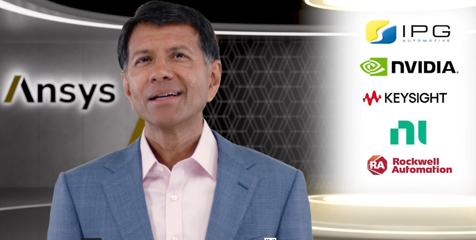 Ajei Gopal, President and CEO of Ansys, and partner logos