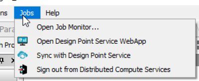 Ansys DCS Jobs menu