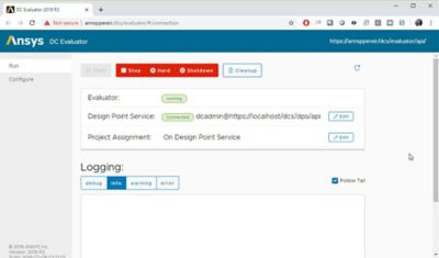 Ansys Distributed Compute Evaluator connected to DPS server