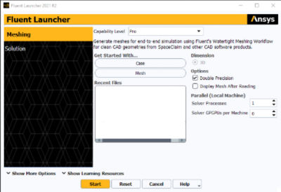 Ansys Fluent Launcher screenshot