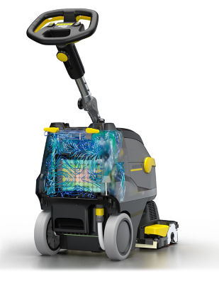 Floor cleaner with battery pack simulation