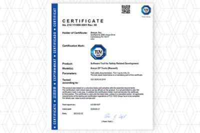 Ansys Maxwell ISO26262 Certificate