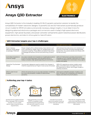 万博Ansys Q3D Extractor Datasheet