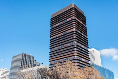 Tall skyscrapers of the city of Madrid in its financial district.