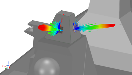 Antenna array-to-array coupling on the ship when mounted on the two faces