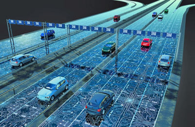 Autonomous cars digital road
