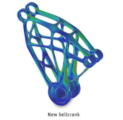 Bellcrank designed using Ansys Topology Optimization