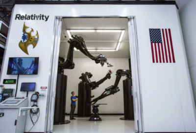 Photo of robotic arms at Relativity Space