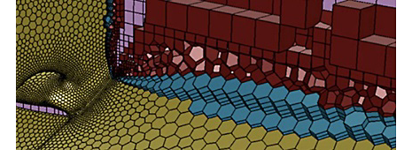 A Mosaic mesh that connects hexahedral elements in the bulk to isotropic elements in the boundary using polyhedral elements