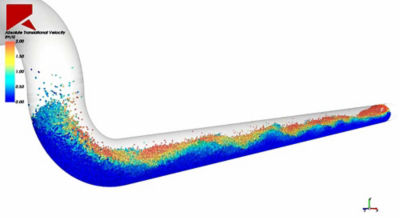 Simulation of particle transport in a pipe