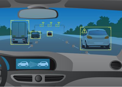 level 5 autonomous vehicle perceiving its surroundings