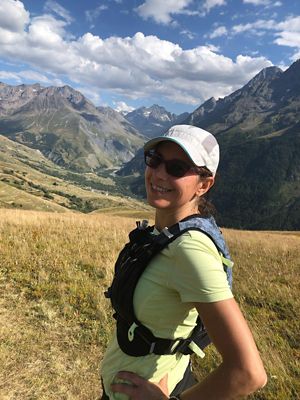 Christelle hiking in French Alps