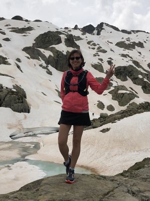 Christelle hiking in French Alps