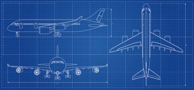 Commercial airplane blueprint