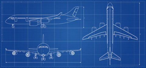 Commercial airplane blueprint