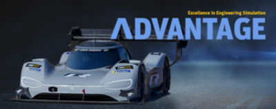 Race car with the word advantage next to it