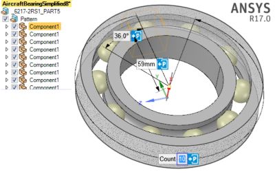  Editing ball bearing geometry in Ansys SpaceClaim to add more rolling elements