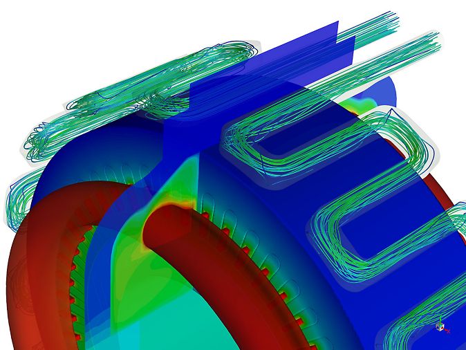 Electric motor PM CFD zoom