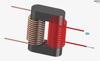 Ideal transformer coils with shared ferrite core