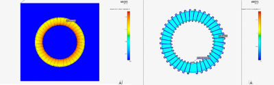 Toroid magnetic flux contained within ferrite core analyzed with Ansys Discovery