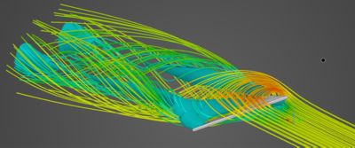 simulation flow around wing