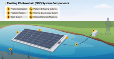 Floating photovoltaic system components