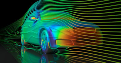 CFD flow lines around a car