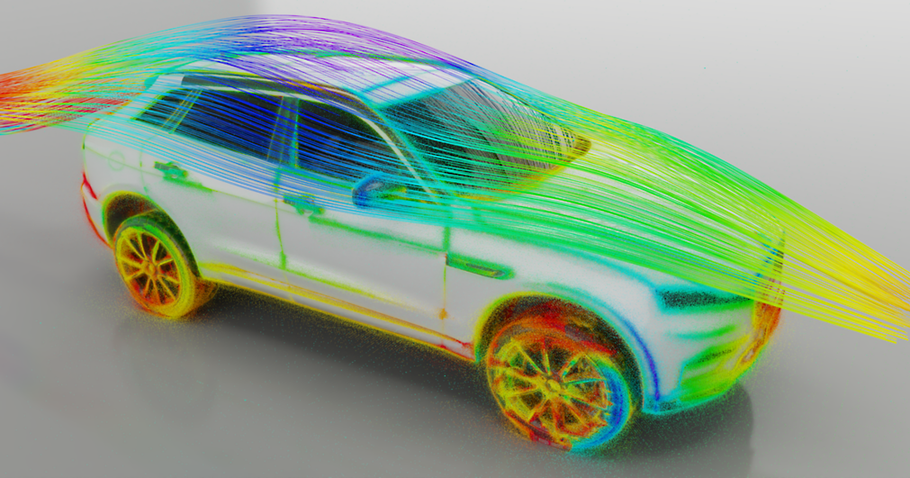 An Ansys Fluent simulation of vehicle aerodynamics powered by Omniverse