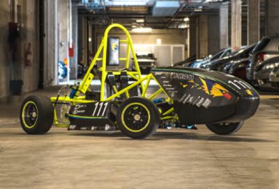 Formula SAE race car with yellow frame