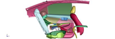 Simulation of child in car seat before acceleration begins