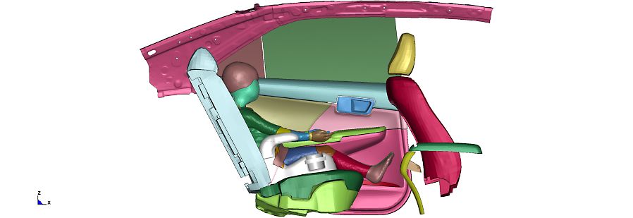 Simulation of child in car seat before acceleration begins