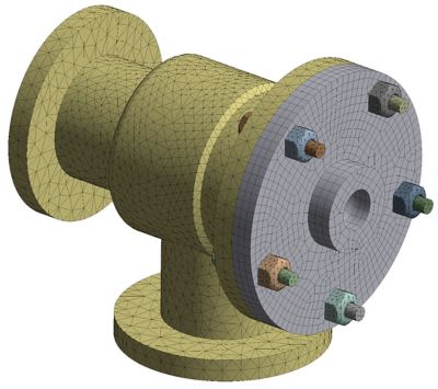 使用Ansys Mechanical的混合网格功能的管道连接几何万博