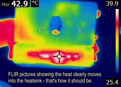 Thermal camera heat moves into heatsink