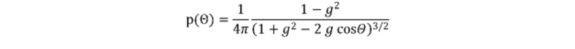 Henyey Greenstein equation