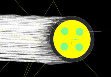 high energy electrons are shined on a shielded pin connector