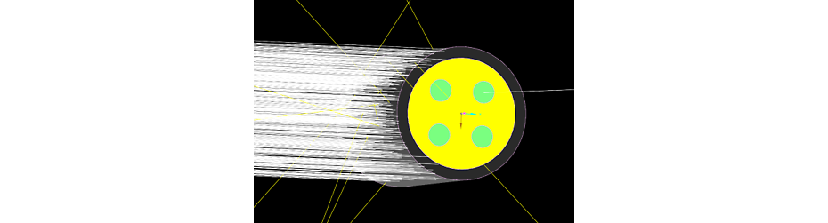 high energy electrons are shined on a shielded pin connector