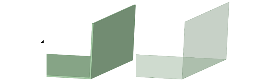 Solid body (left) replaced with surface body (right) using the Ansys SpaceClaim Midsurface Tool