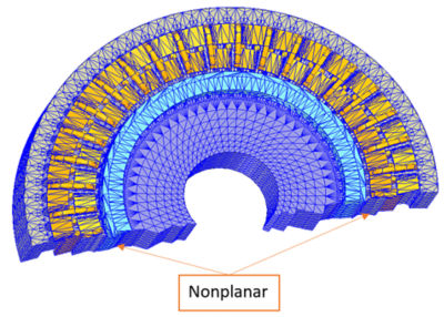 Field calculation on a circumferential symmetry using automatic nonplanar boundary conditions