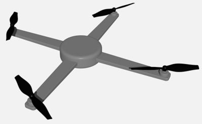 A quadcopter drone model that was developed as a demonstration case.