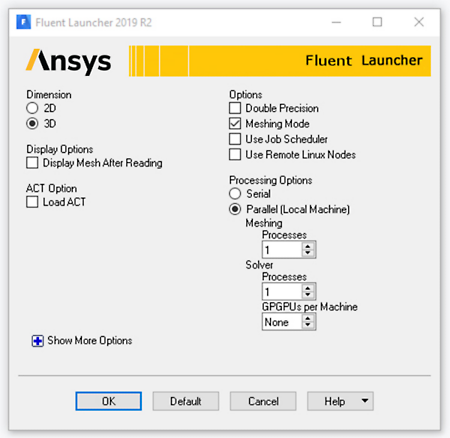 Using parallel HPC to produce a CFD 3D mesh in Ansys Fluent