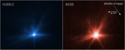 DART Hubble and James Webb Space Telescope images of DART mission