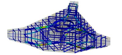 Interior view of the Tension Leg Platform (TLP) floater, to which the mooring lines are connected